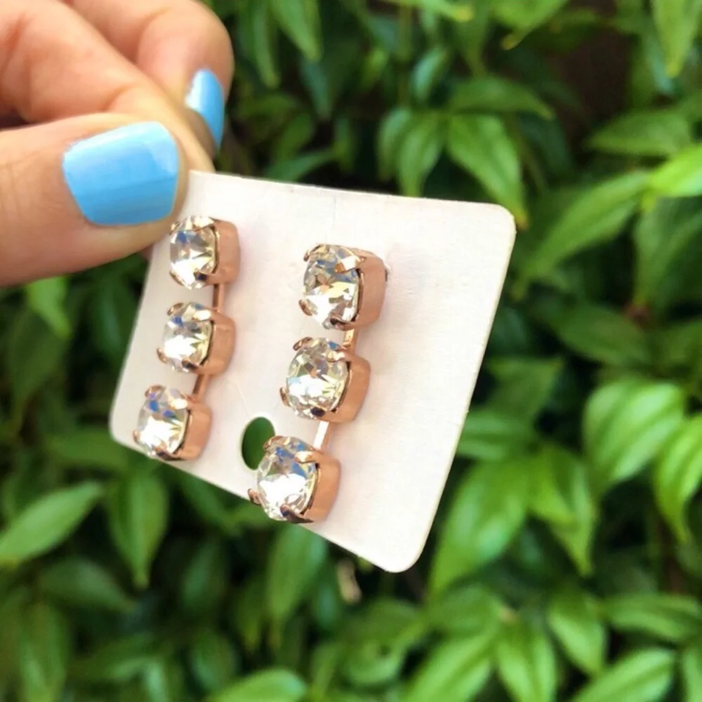 Rose Gold Crystal Drop Earrings